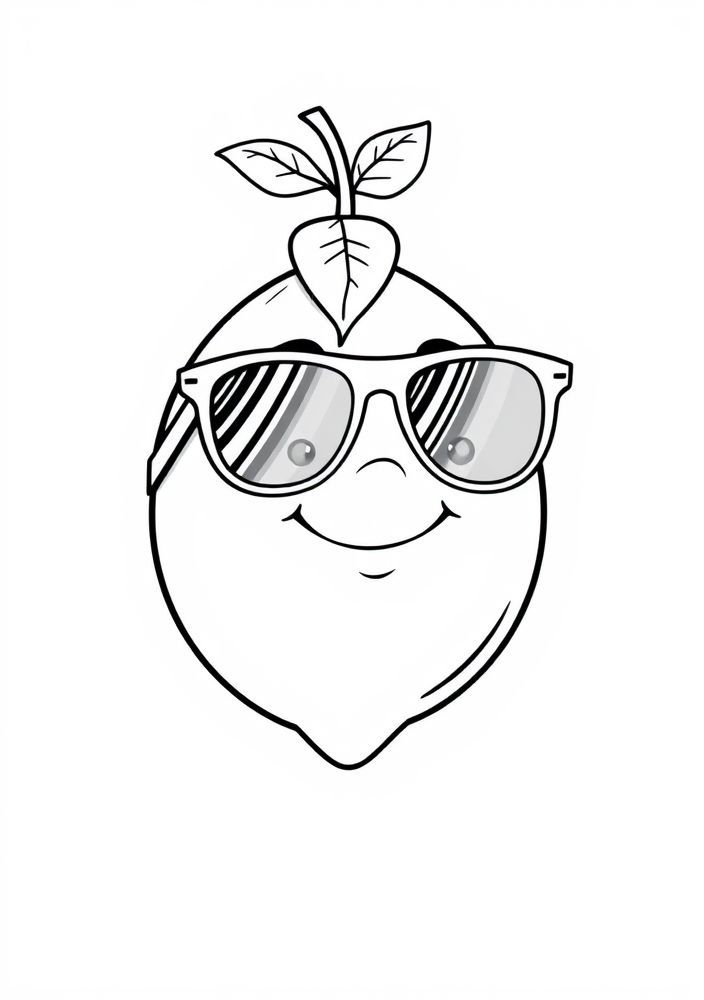 Desenho de Limão com óculos de sol para colorir
