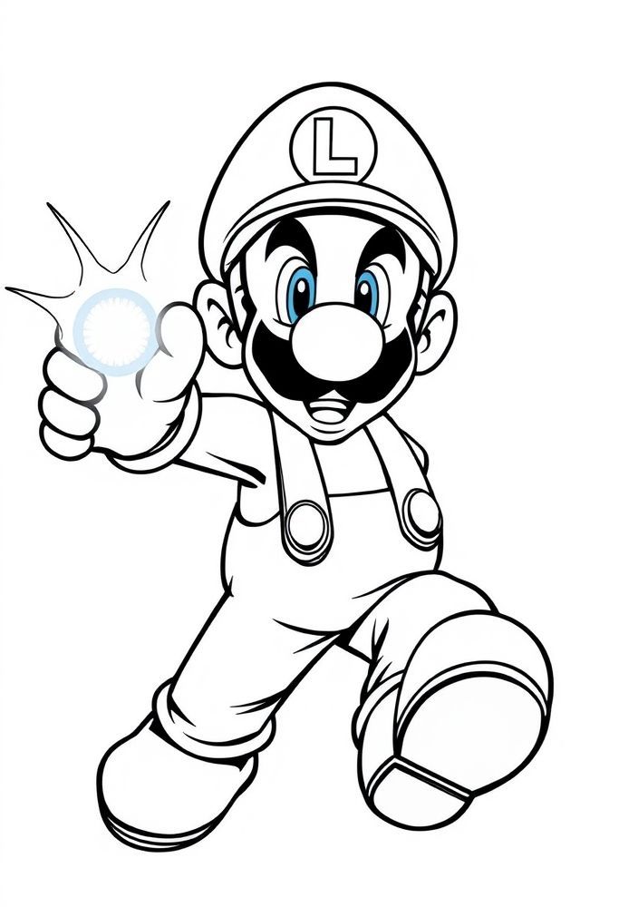 Desenho de Luigi com power-up para colorir