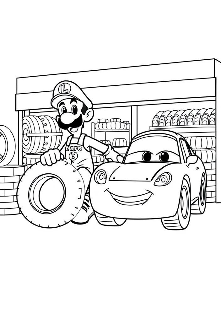 Desenho de Luigi e Guido para colorir