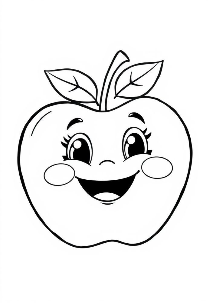 Desenho de Maçã Kawaii para colorir