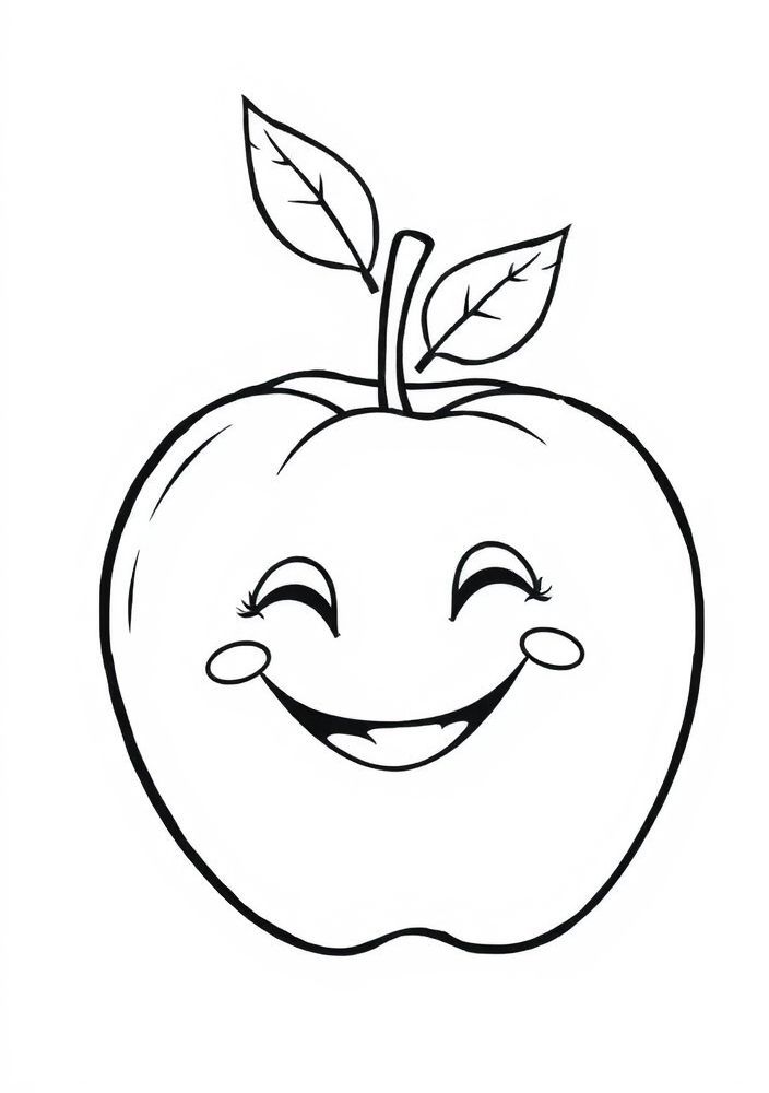 Desenho de Maçã Sorridente para colorir