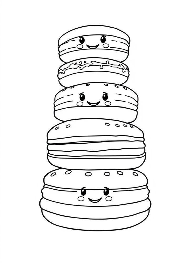Desenho de Macaron Kawaii para colorir