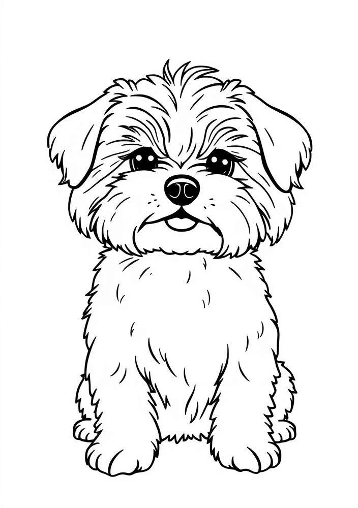 Desenho de Maltês fazendo travessura para colorir