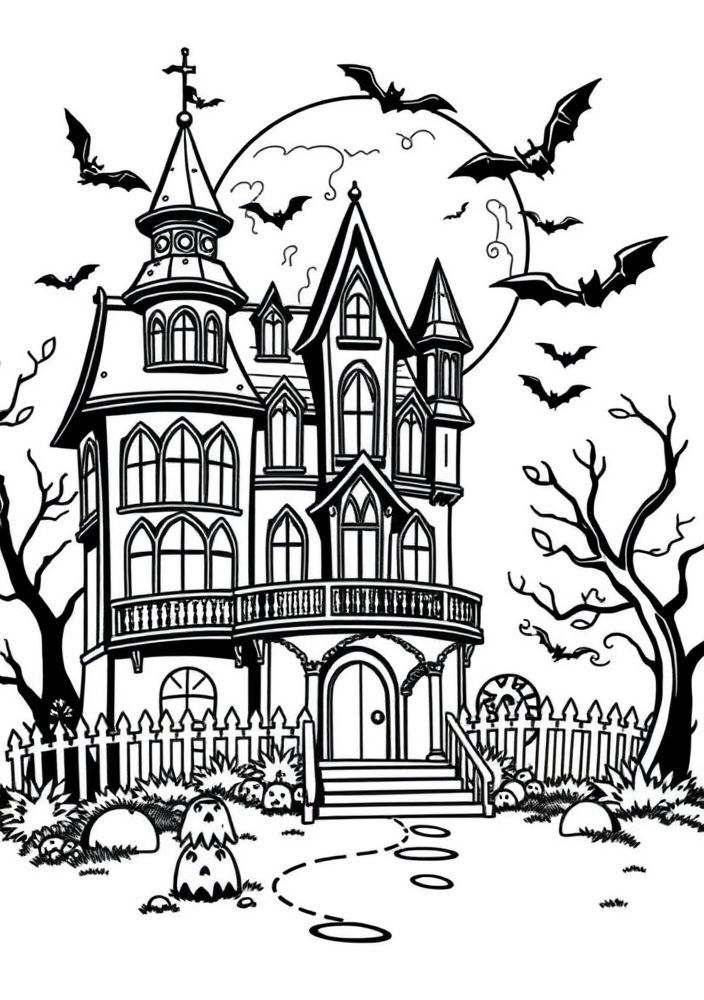Desenho de Mansão de Fantasmas para colorir