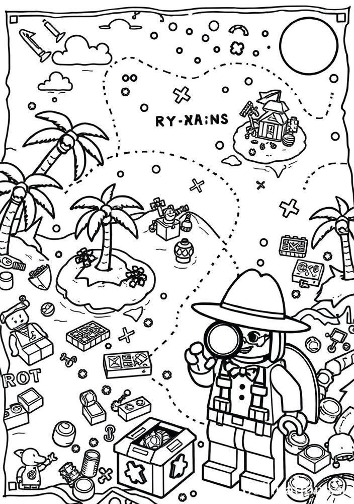 Desenho de Mapa do Tesouro Lego para colorir