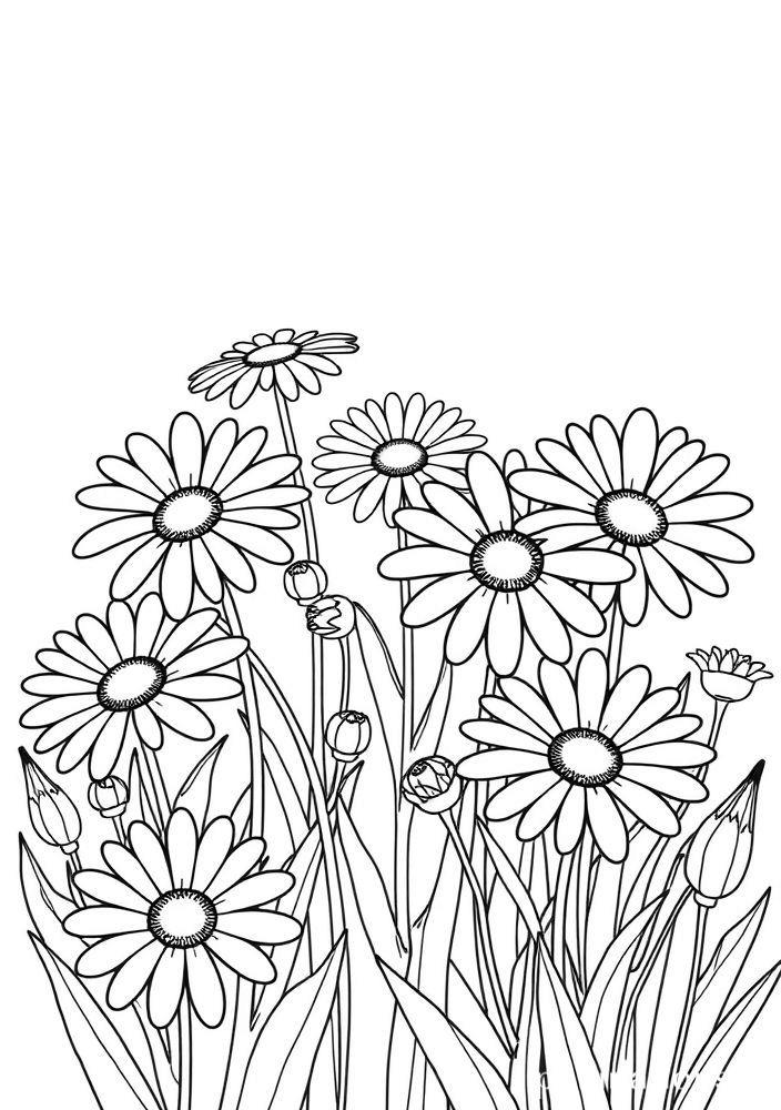 Desenho de Margaridas divertidas para colorir
