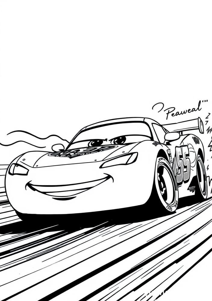 Desenho de McQueen na curva para colorir