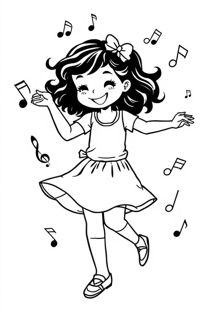 Desenho de Menina Dançando para Colorir