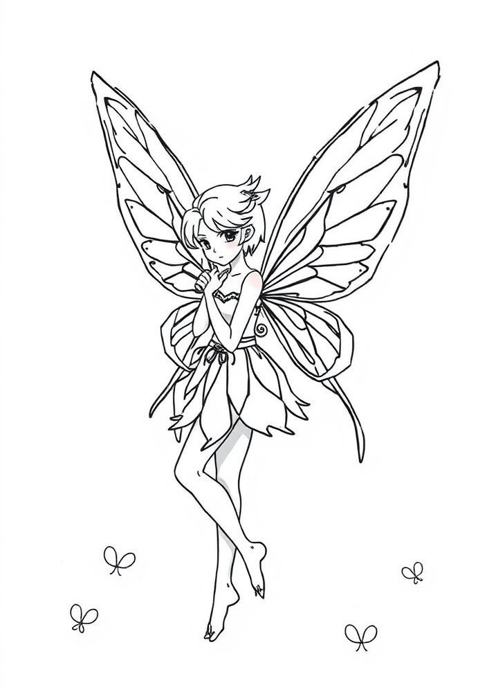 Desenho de Menina Fada com Asas para colorir