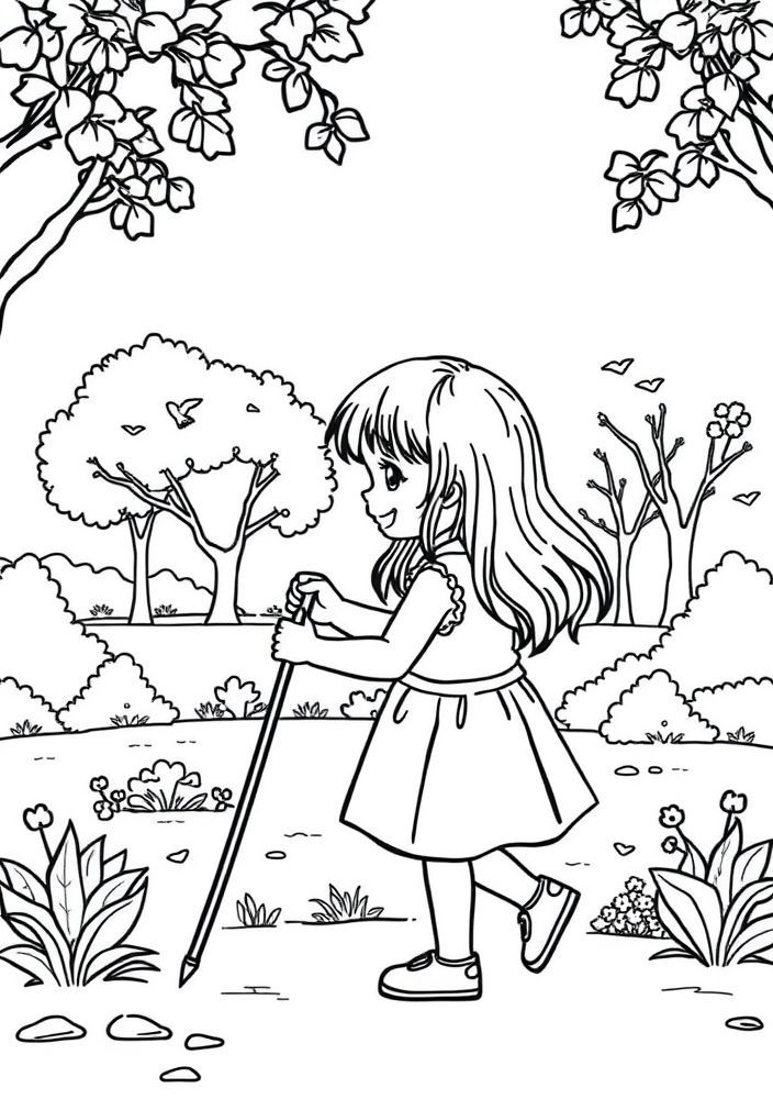 Desenho de Menina Jogando em um Parque para colorir