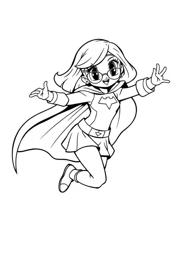 Desenho de Menina Super-Heroína para Colorir