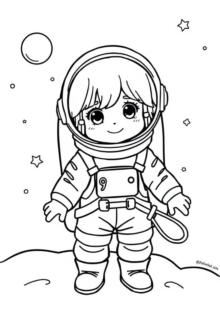 Desenho de Menina astronauta para colorir