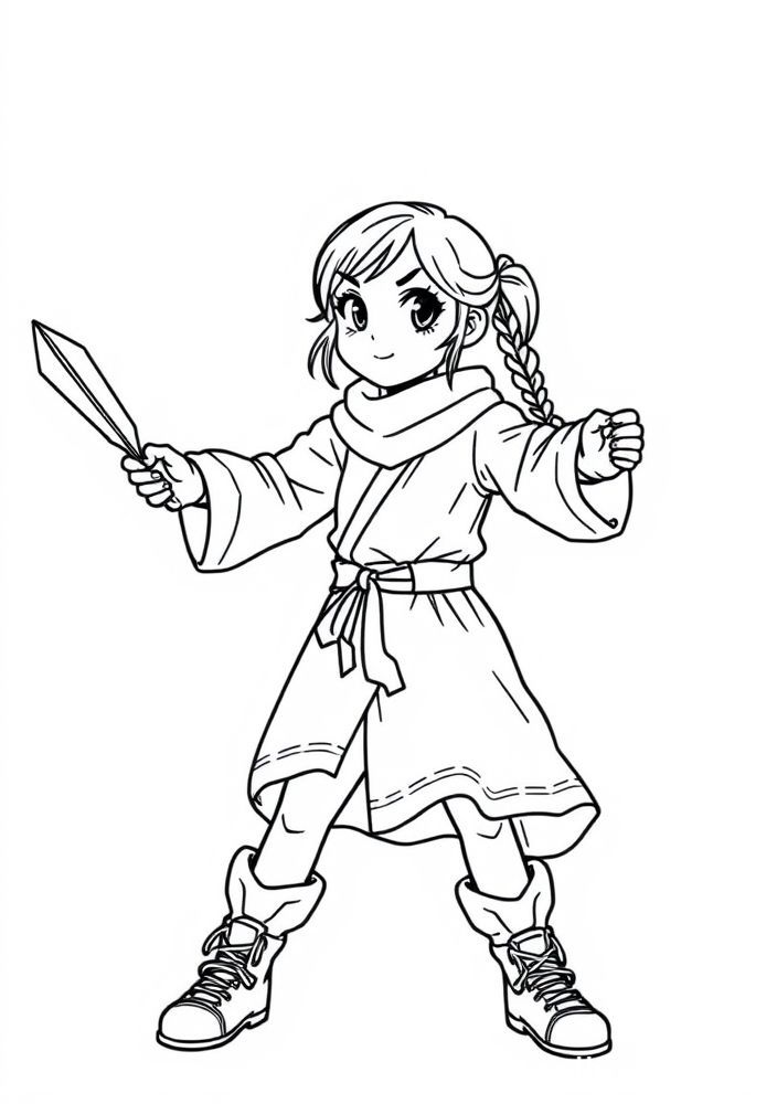 Desenho de Menina com Pipas para colorir