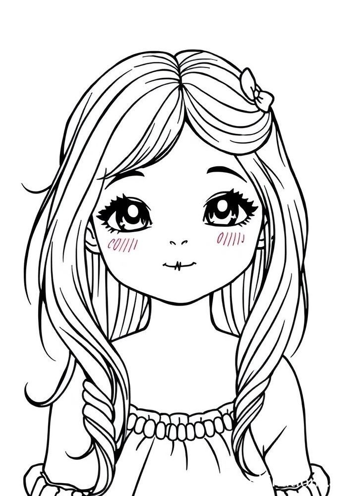 Desenho de Menina com cabelo de arco-íris para colorir