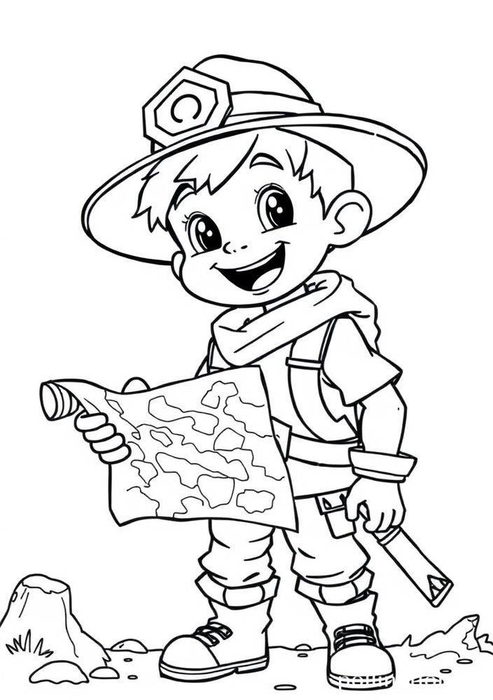 Desenho de Menino Caçador de Tesouros para colorir