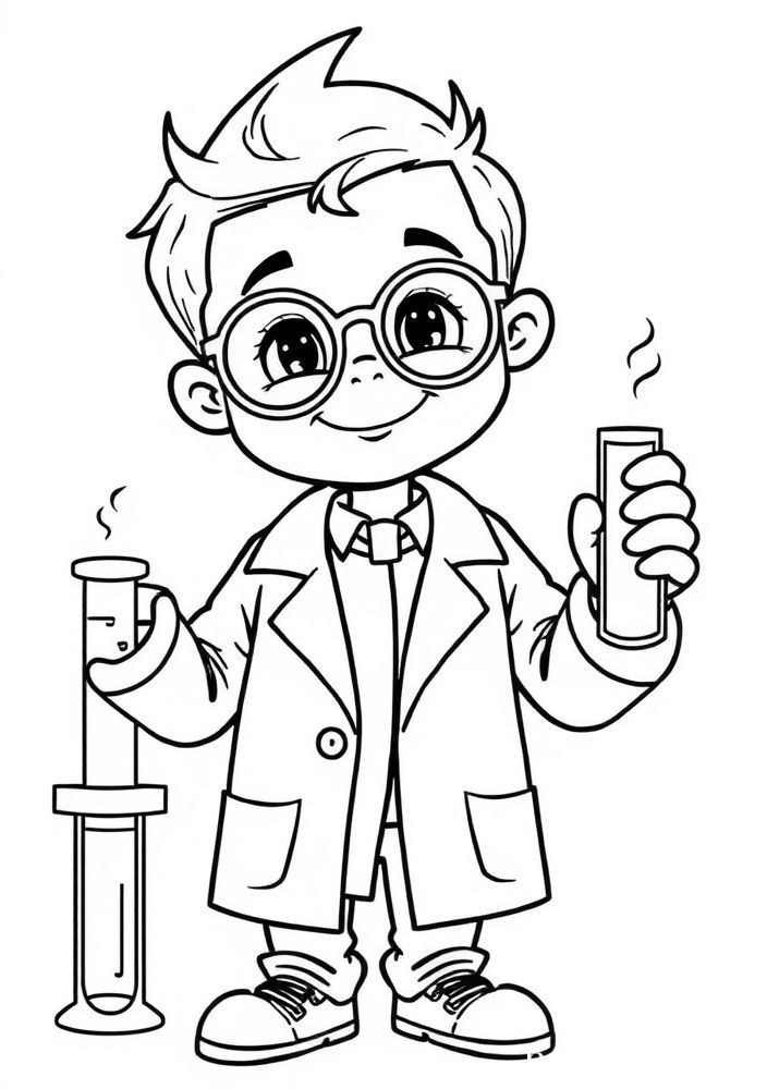 Desenho de Menino Cientista para colorir