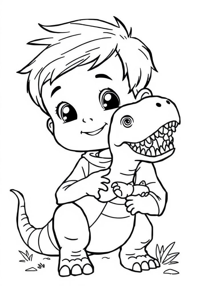 Desenho de Menino Dinossauro para colorir