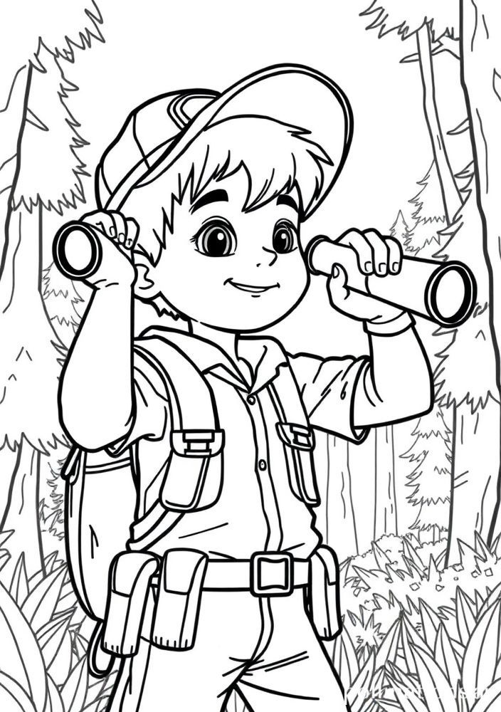 Desenho de Menino Explorador para colorir