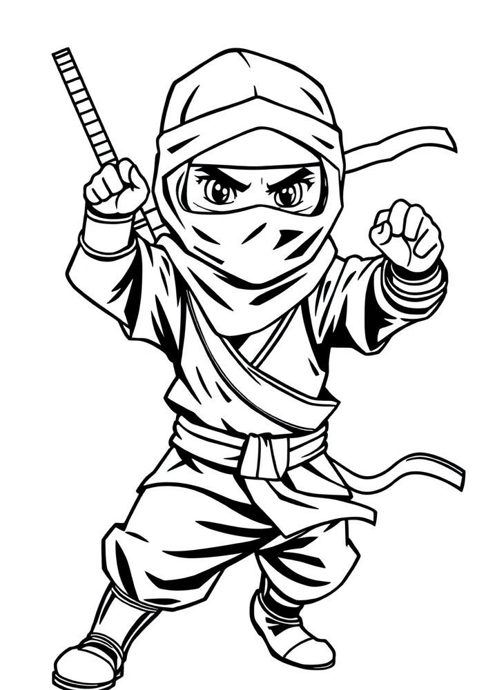 Desenho de Menino Ninja para colorir