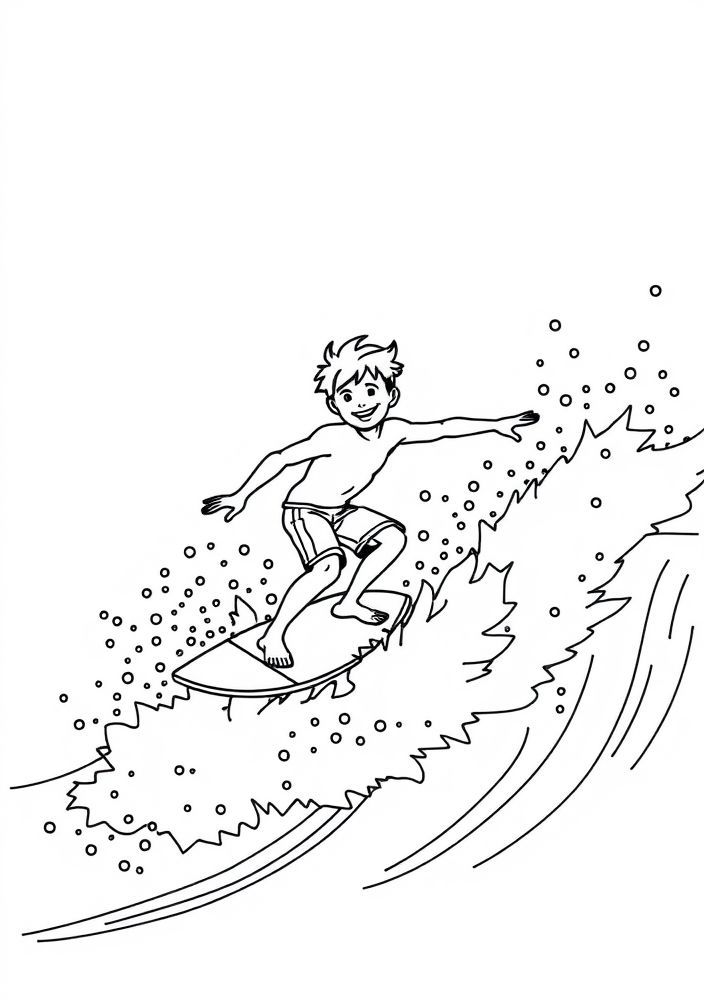 Desenho de Menino Surfista para colorir