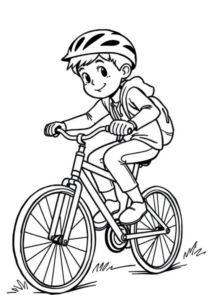 Desenho de Menino de Bicicleta para colorir
