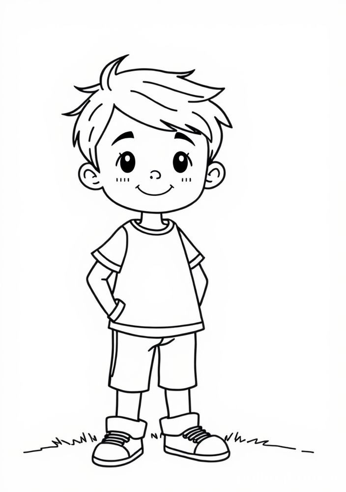 Desenho de Menino e Arco-Íris para colorir