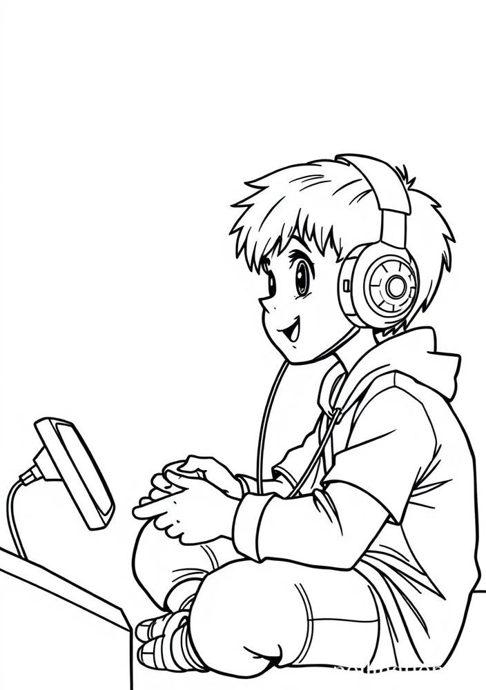 Desenho de Menino jogador de videogame para colorir