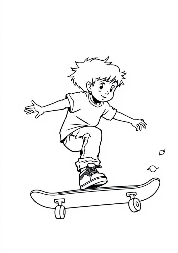 Desenho de Menino no skate para colorir