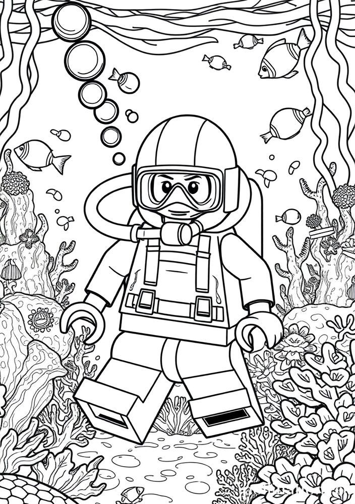 Desenho de Mergulhador Lego para colorir