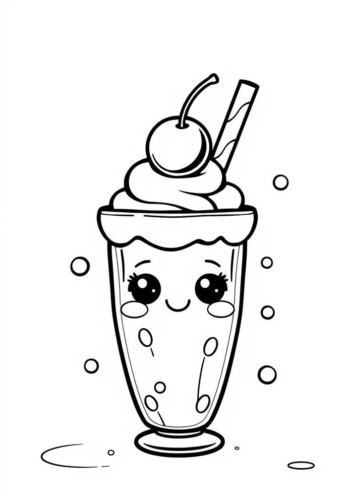 Desenho de Milkshake Kawaii para colorir