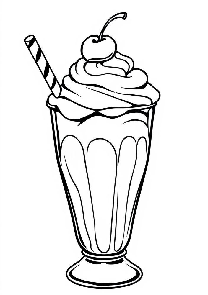 Desenho de Milkshake com cereja para colorir