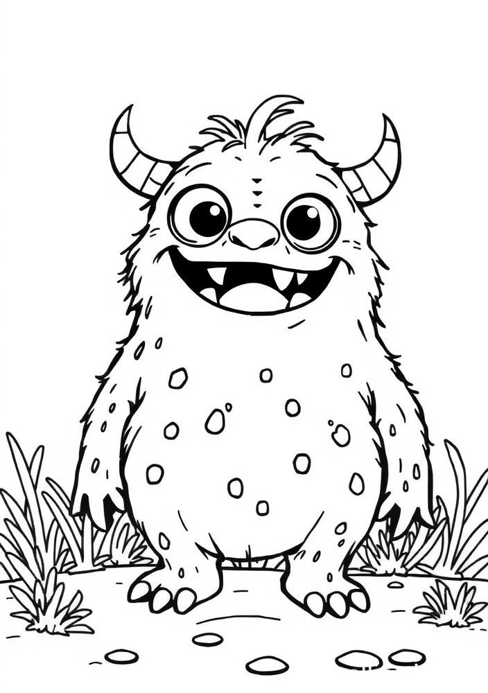 Desenho de Monstrinho Amigável para colorir