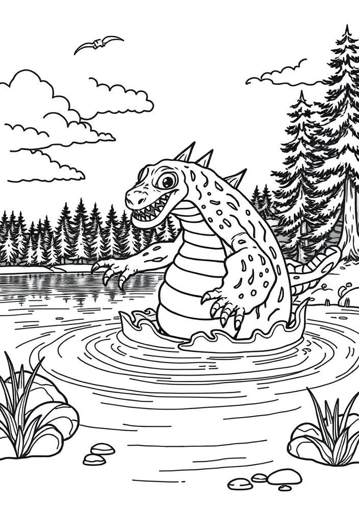 Desenho de Monstro do Lago para colorir