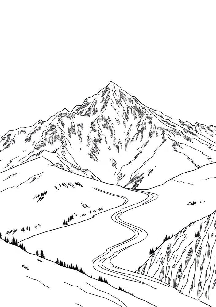 Desenho de Montanhas Neve para colorir
