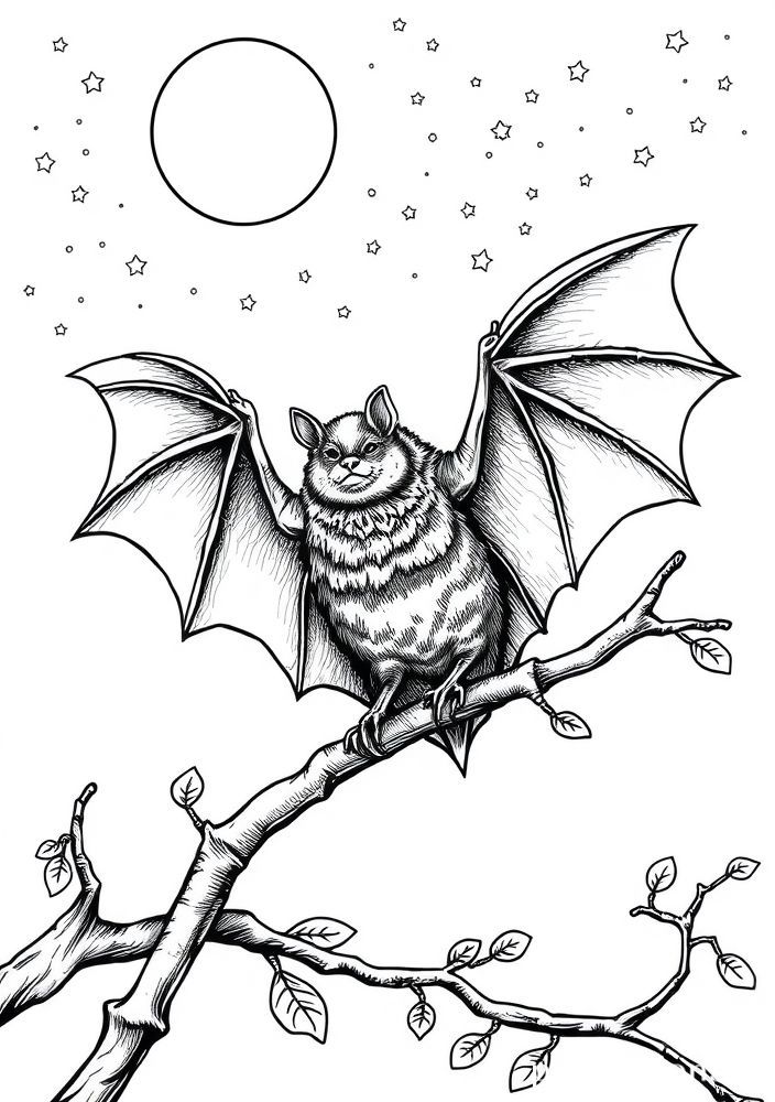 Desenho de Morcego Noturno para Colorir