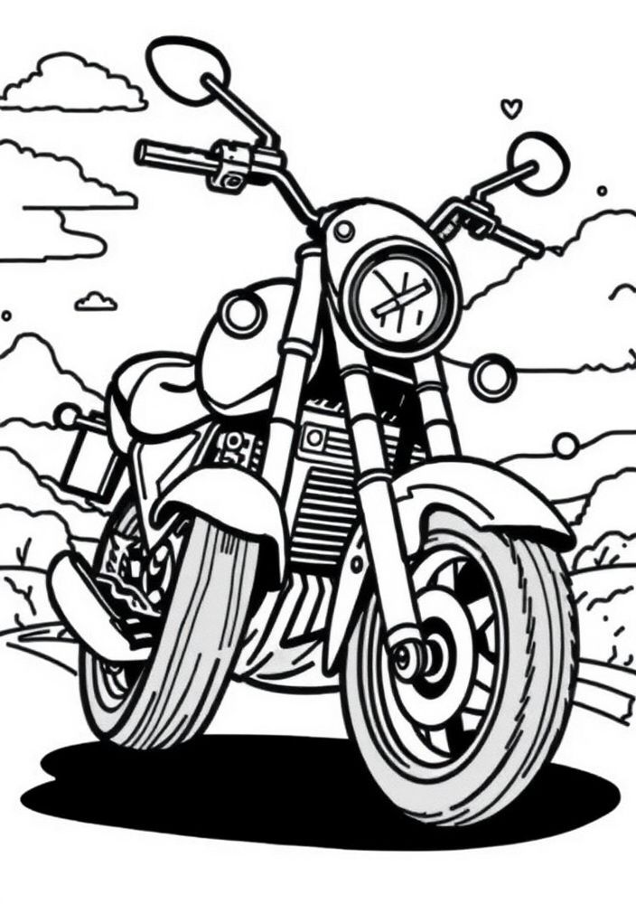 Desenho de Mota Estilo Kawaii para colorir