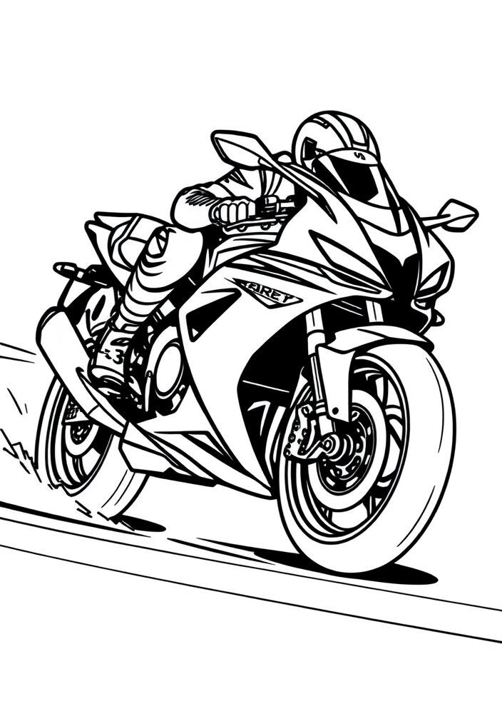 Desenho de Mota de Competição para colorir