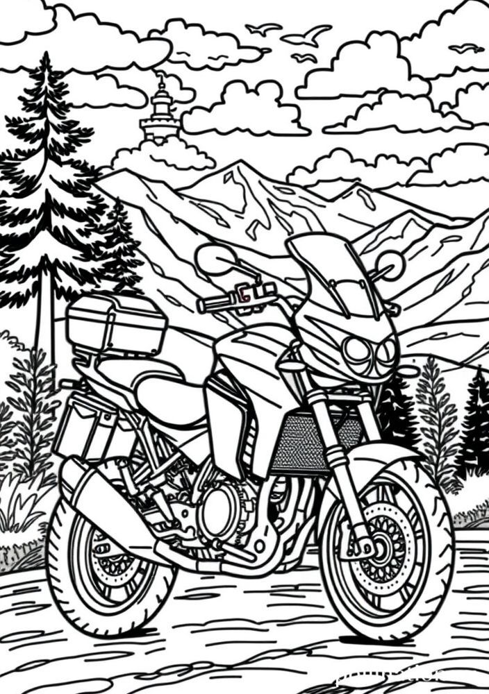 Desenho de Mota de Turismo para colorir