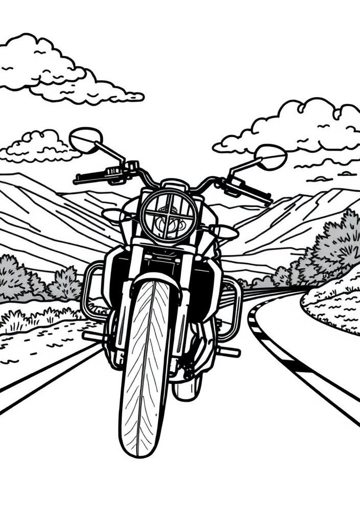Desenho de Mota na Estrada para colorir