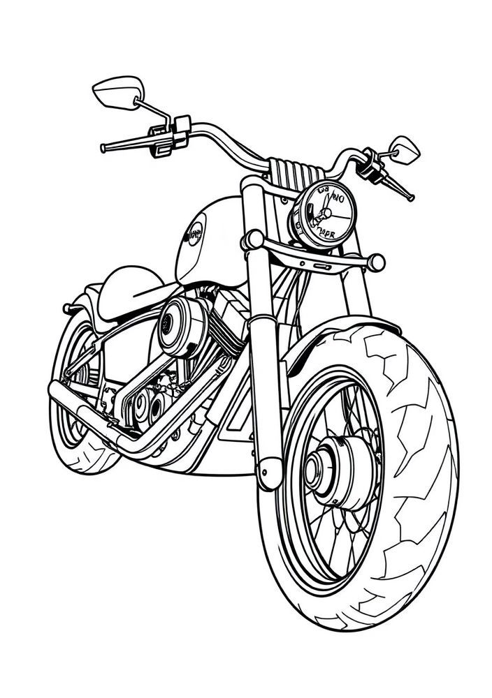 Desenho de Moto Chopper para colorir