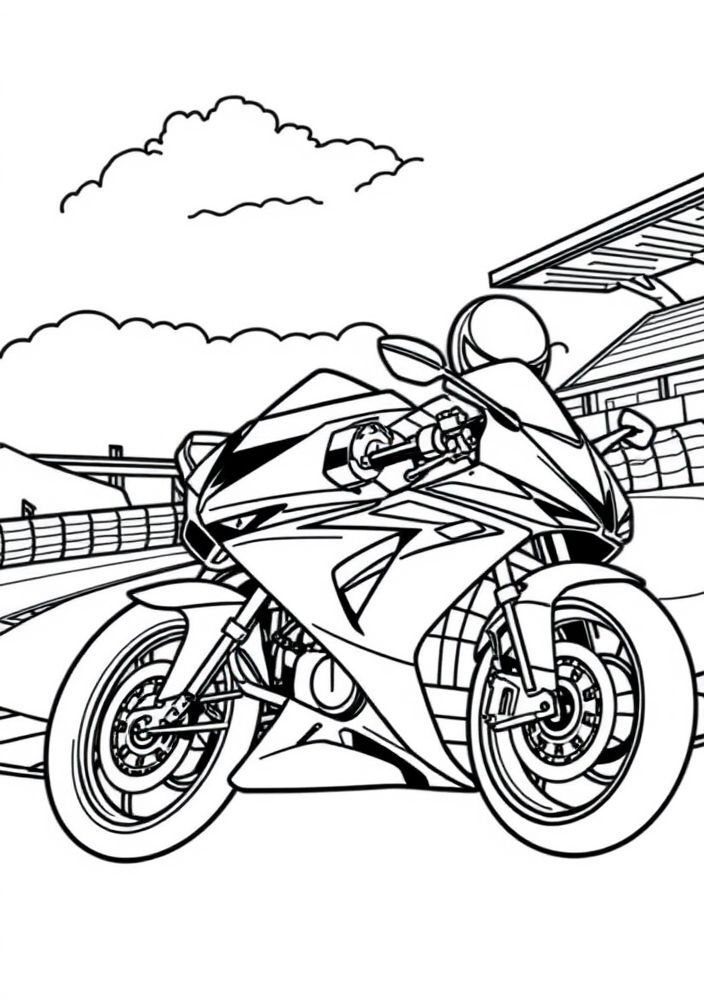 Desenho de Moto de Competição para colorir