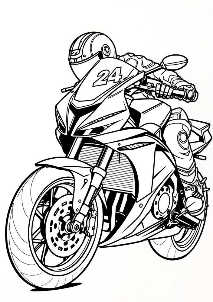 Desenho de Moto de Competição para colorir