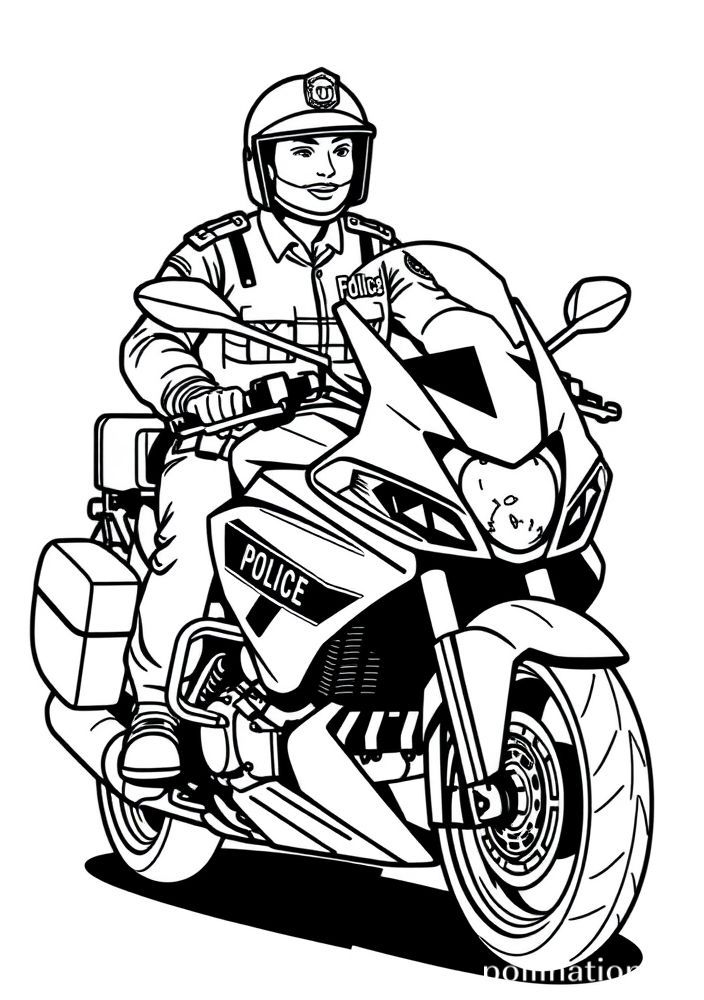 Desenho de Moto de Polícia para colorir