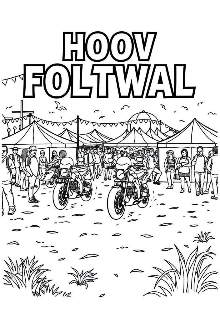 Desenho de Moto em um Festival para colorir