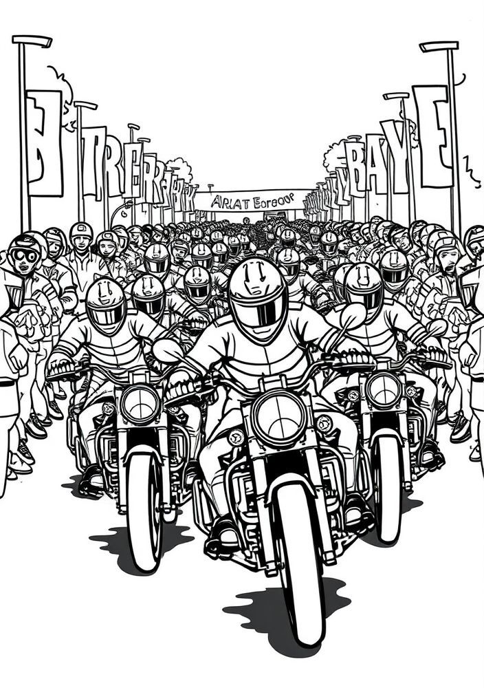 Desenho de Motos em um Rally para colorir