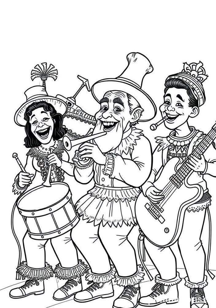 Desenho de Músicos de Carnaval para colorir
