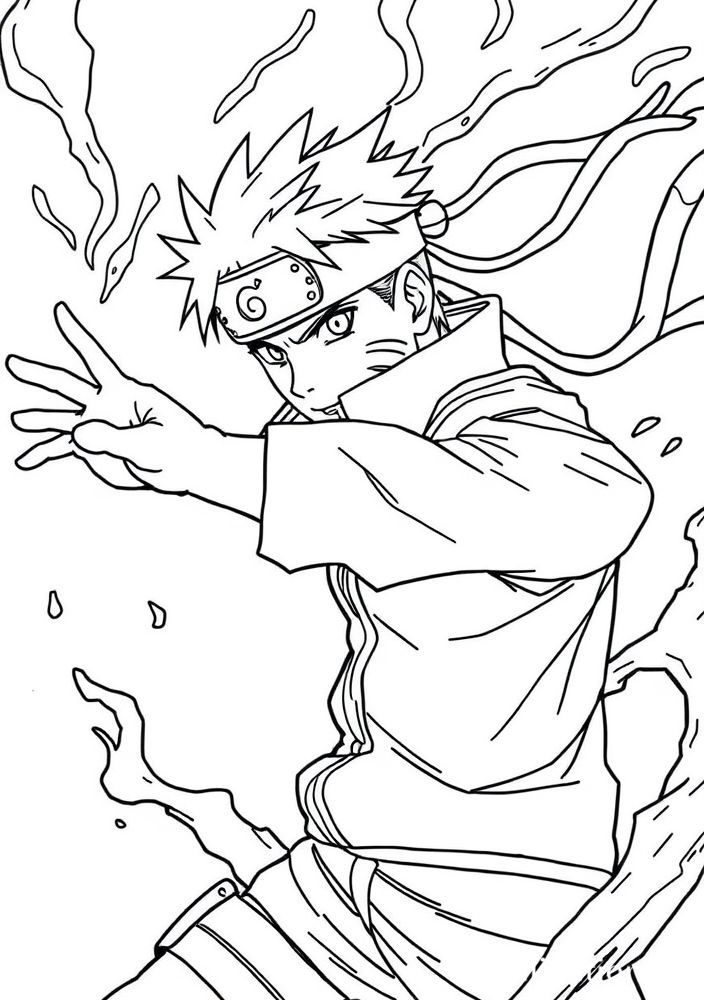 Desenho de Naruto e o Rasengan para colorir