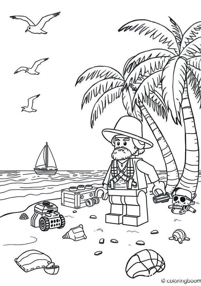 Desenho de Náufrago Lego para Colorir