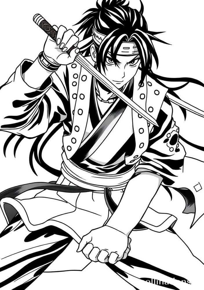 Desenho de Neji em combate para colorir