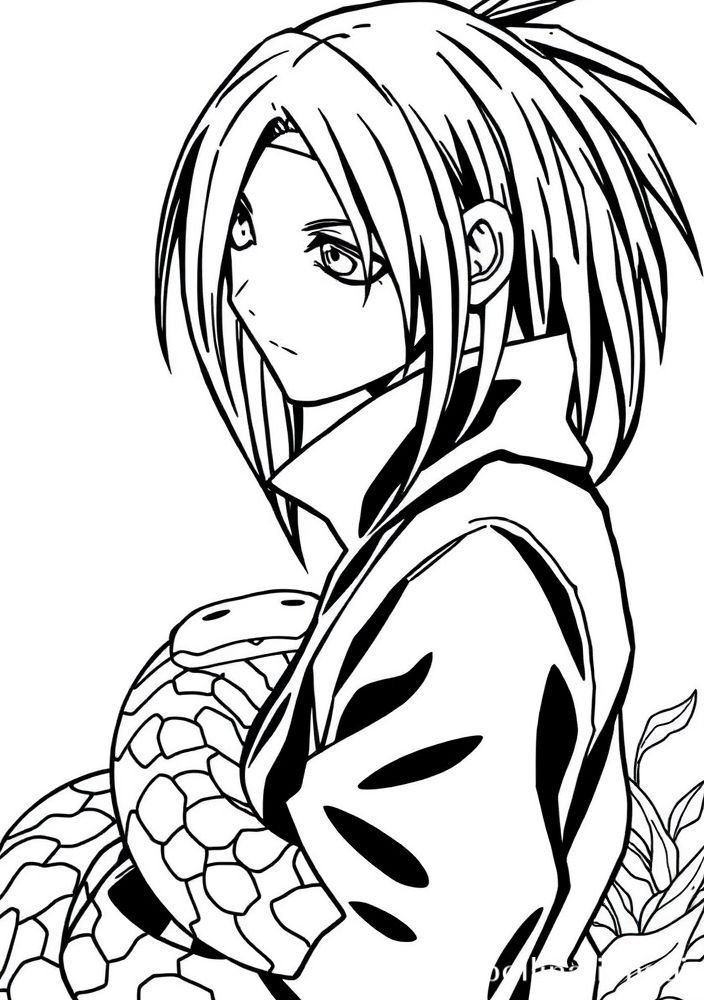 Desenho de Orochimaru com sua cobra para colorir